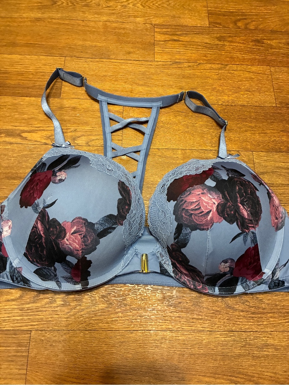 Cacique Push-Up Bra with Rose Print and Lace